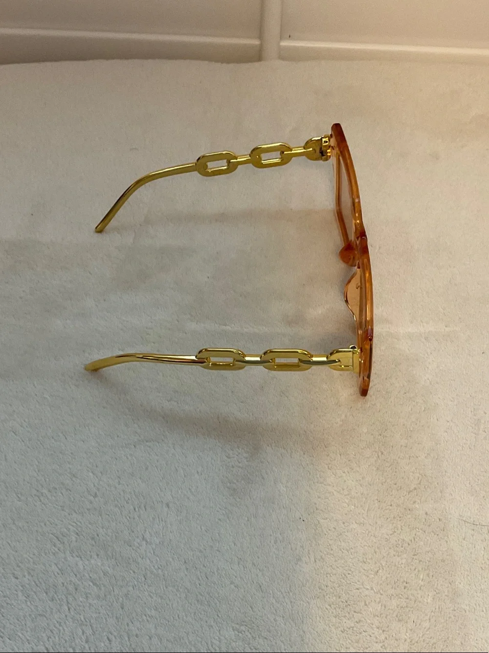 Women's Orange-Tinted Square Sunglasses with Gold Arms